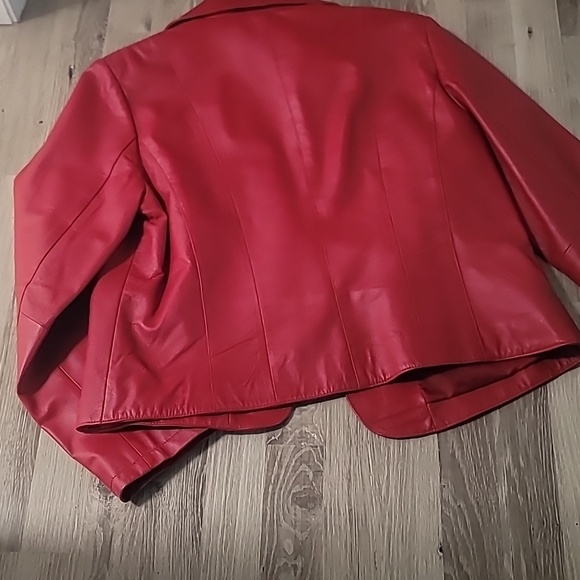 Yvonne & Marie Women's Jacket Red Leather Blazer Size X Large Vintage Biker 80's - Picture 9 of 10